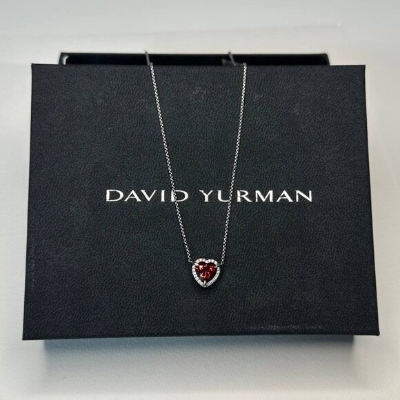 Authentic david yurman heart necklace women's red garnet and diamonds necklace - Picture 4 of 7